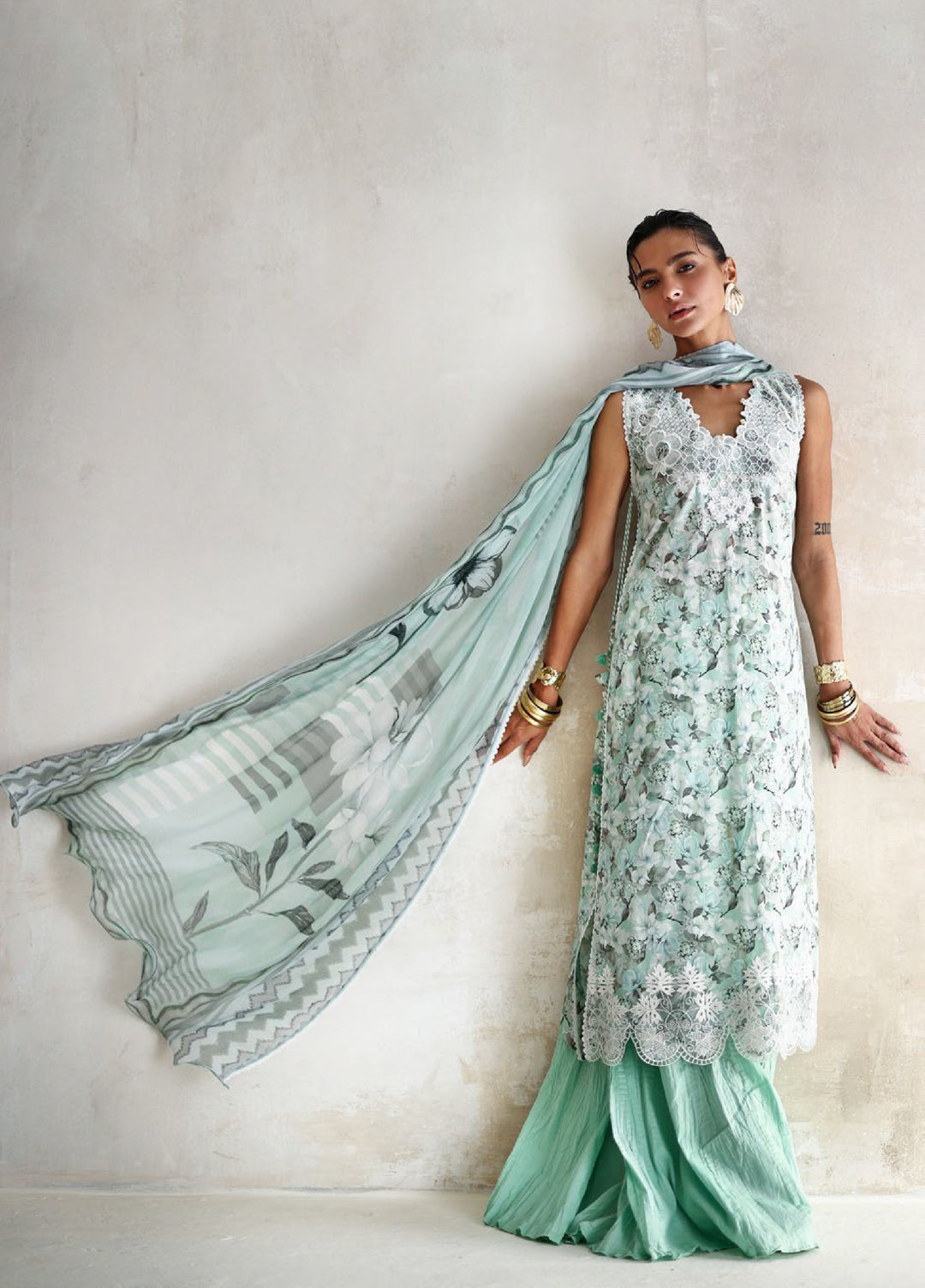 The Luxe by Gul Ahmed Unstitched Embroidered Lawn 3 Piece Suit GA26ULL Azure Jade BM 62069 - Casual Collection
