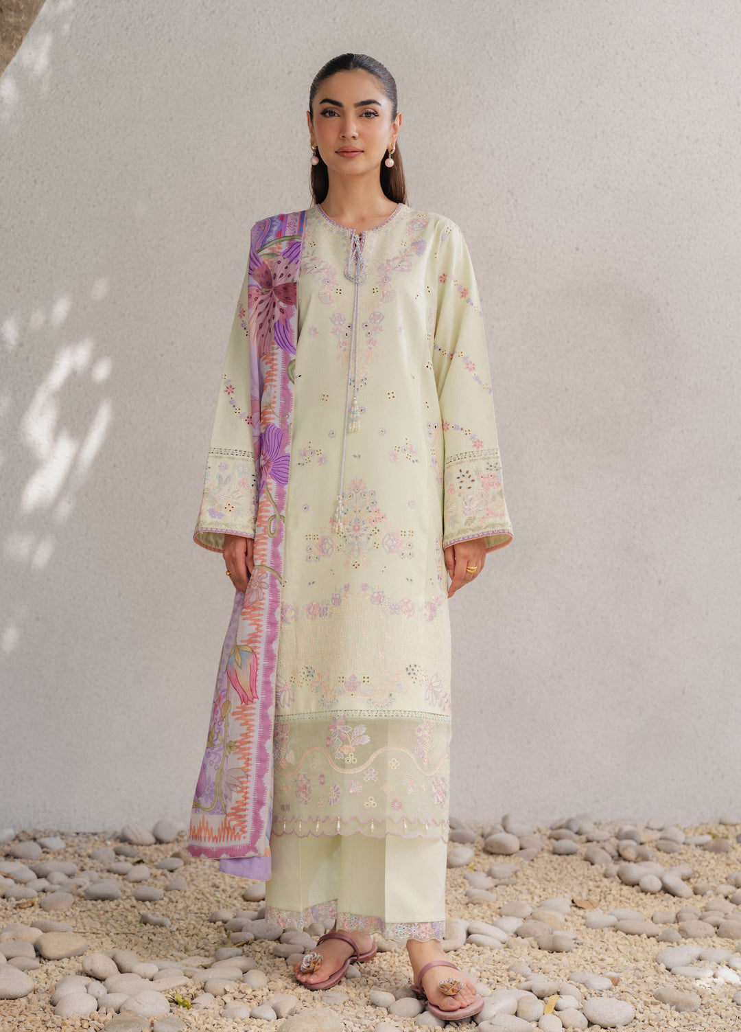 Eclat Premium by Seran Unstitched Embroidered Lawn 3 Piece Suit SN26ULE Solinea D-06 - Summer Collection