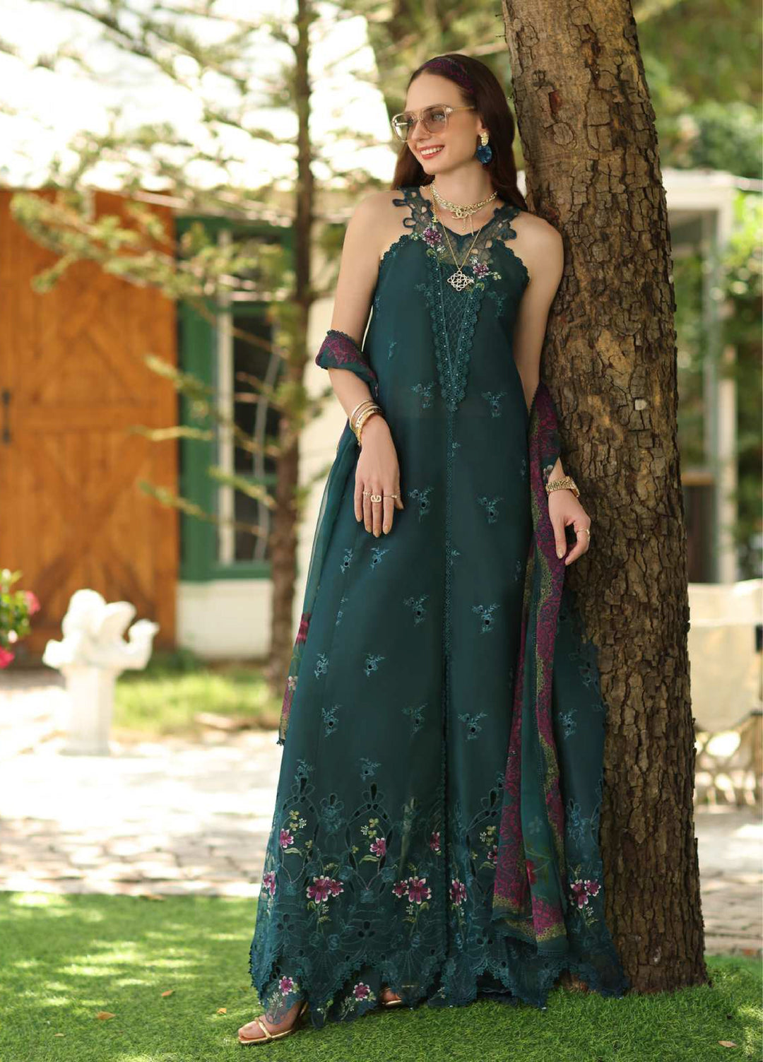 Noor Luxe by Saadia Asad Unstitched Embroidered Lawn 3 Piece Suit SA26ULNE D6 - Eid Collection