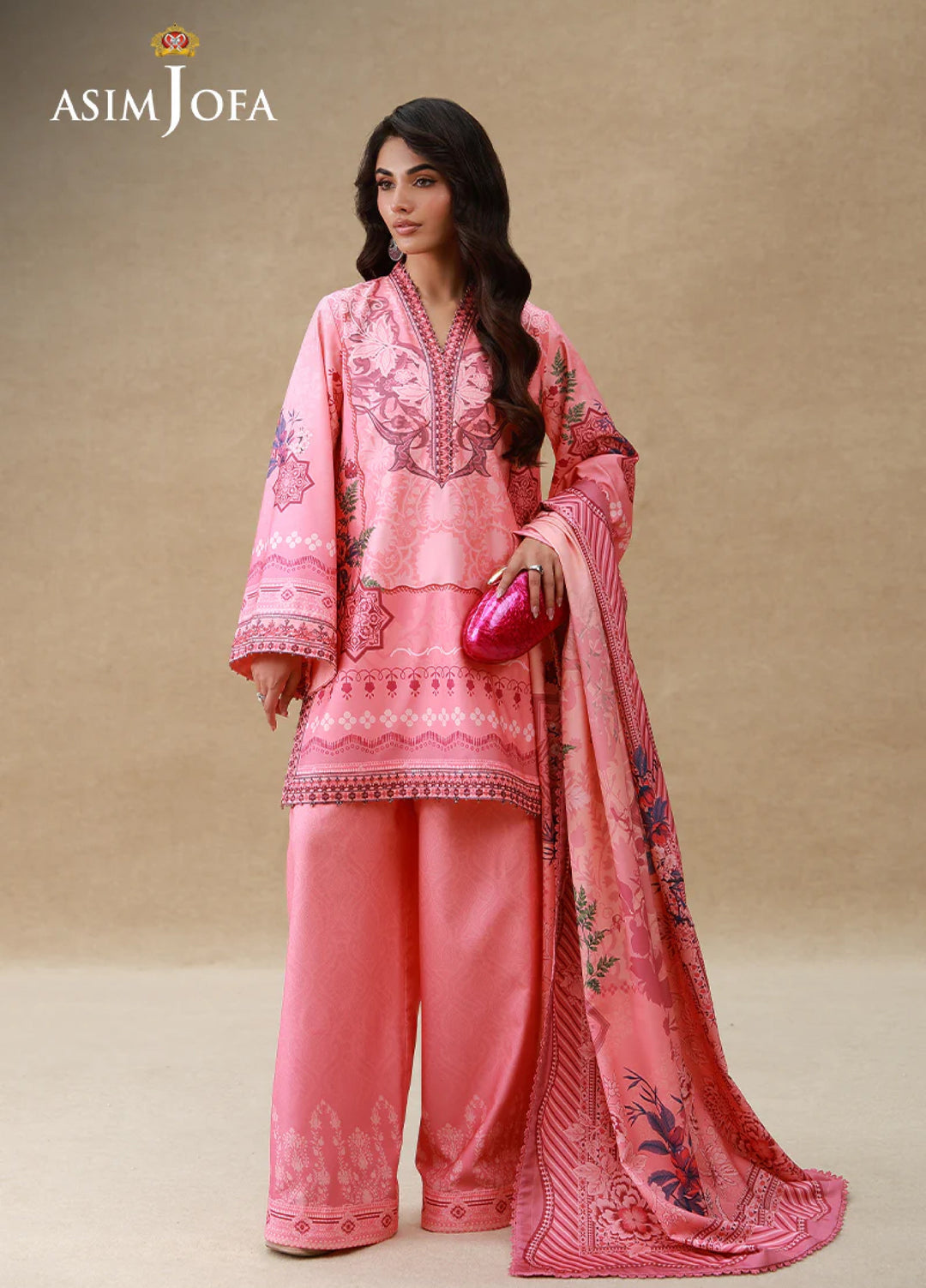 Asim Jofa Unstitched Printed Silk 3 Piece Suit AJ26UPS AJULSC-09 - Casual Collection