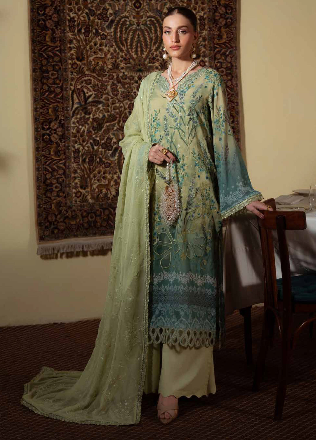 Maya by Nureh Unstitched Embroidered Swiss Lawn 3 Pcs Suit NU26UM NS-161 - Summer Collection