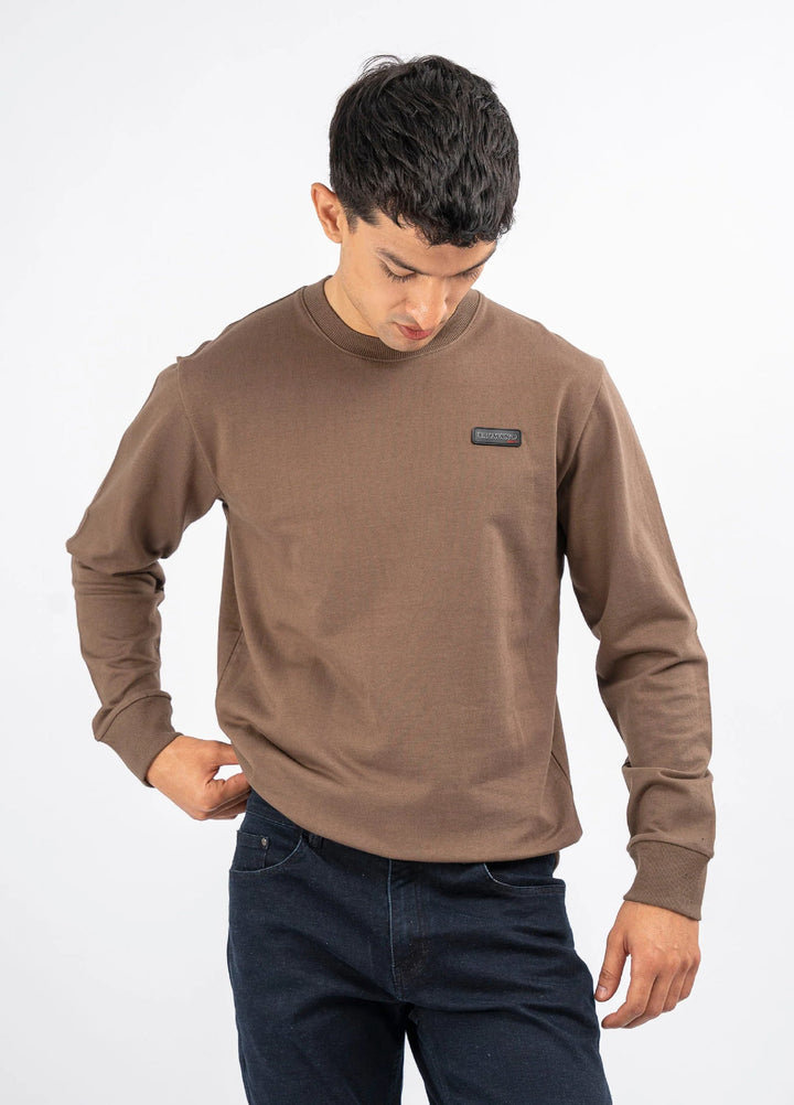 Brumano Ready To Wear Solids Cotton 1 Piece Men Brown Long Sleeve Crew neck Sweatshirt 0-45-024-4217 - Winter Collection