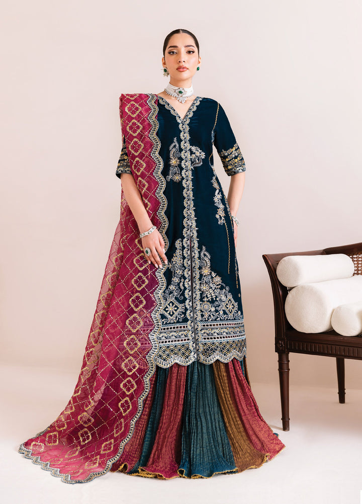 Makhmal by Alizeh Fashion Unstitched Luxury Velvet Embroidered 3 Piece Suits AFB25MV AF-VLT-2222-MEHROOВ- Festive Collection