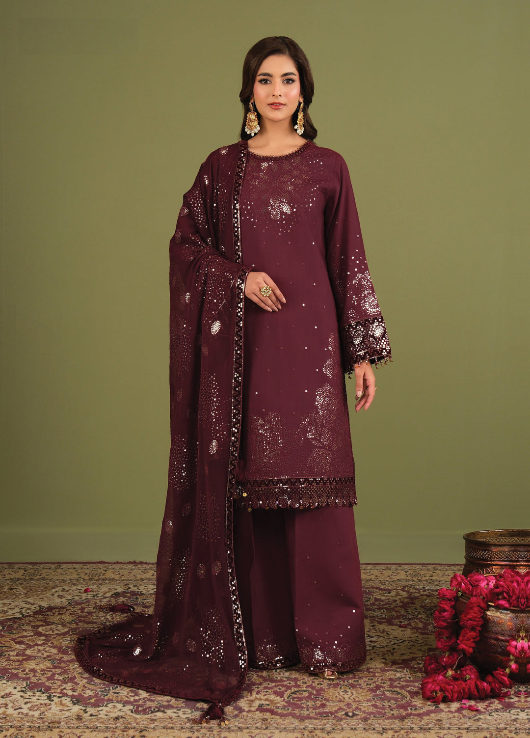 Alizeh Luxe Unstitched Raw Silk Embroidered 3 Piece Suit AFB26UL D-08 Almas - Winter Collection