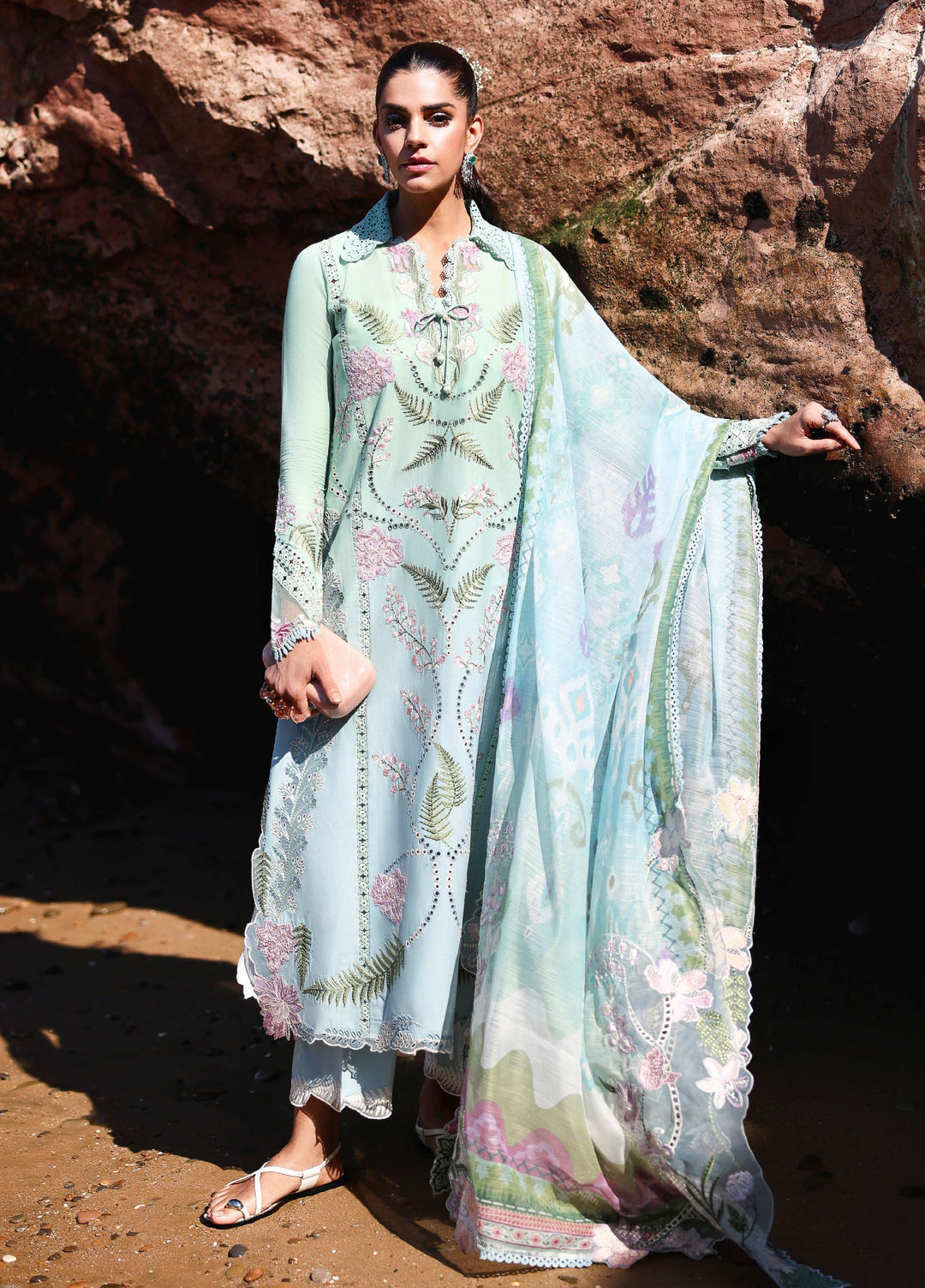 Saira Shakira Unstitched Embroidered Lawn 3 Piece Suit SSR26ULE SS-003B - Eid Collection