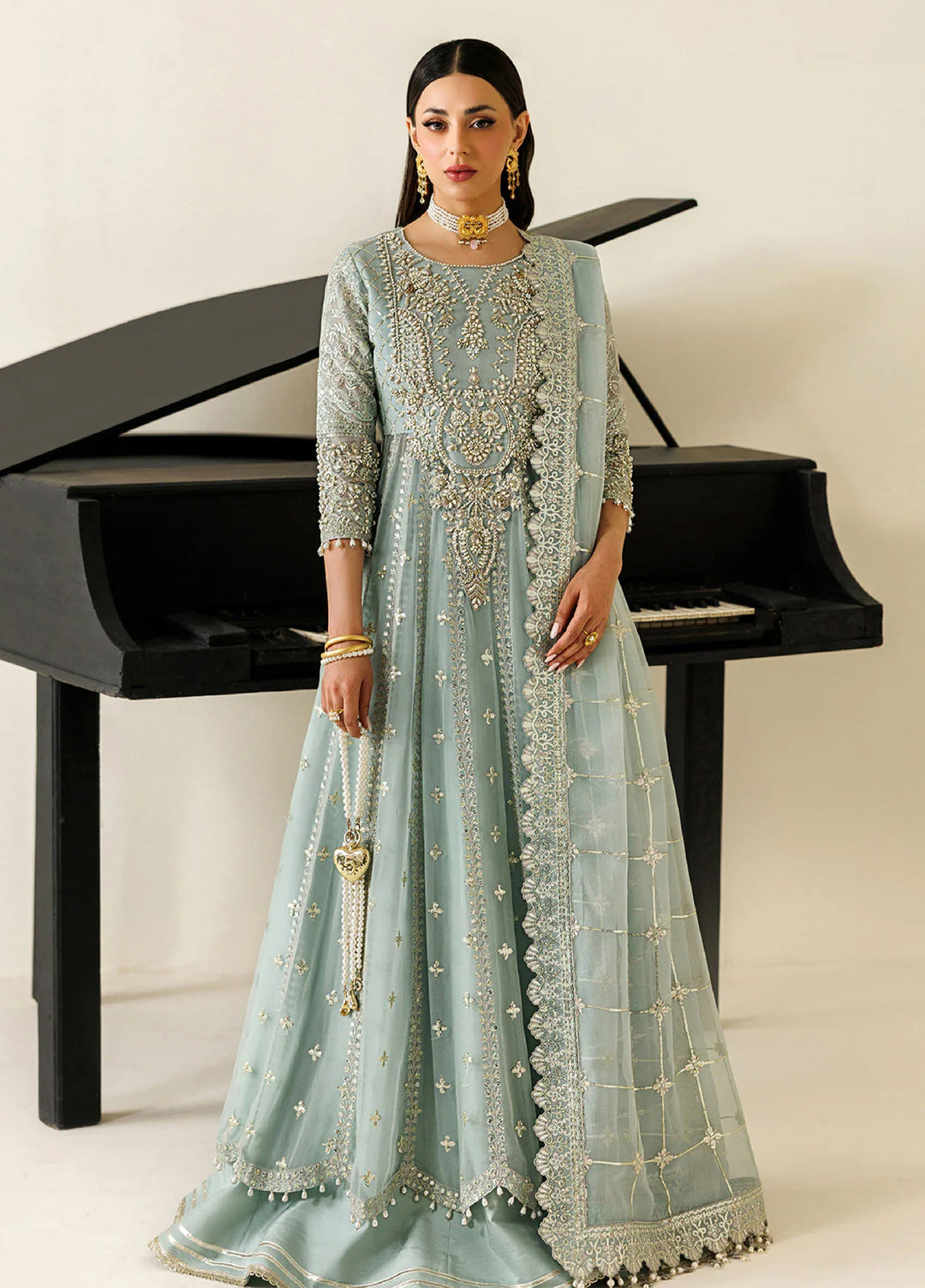 Aymal by Alizeh Fashion Handcrafted Unstitched Embroidered Chiffon 3 Pcs Suit AF26UAC 02-SINOOR - Festive Collection