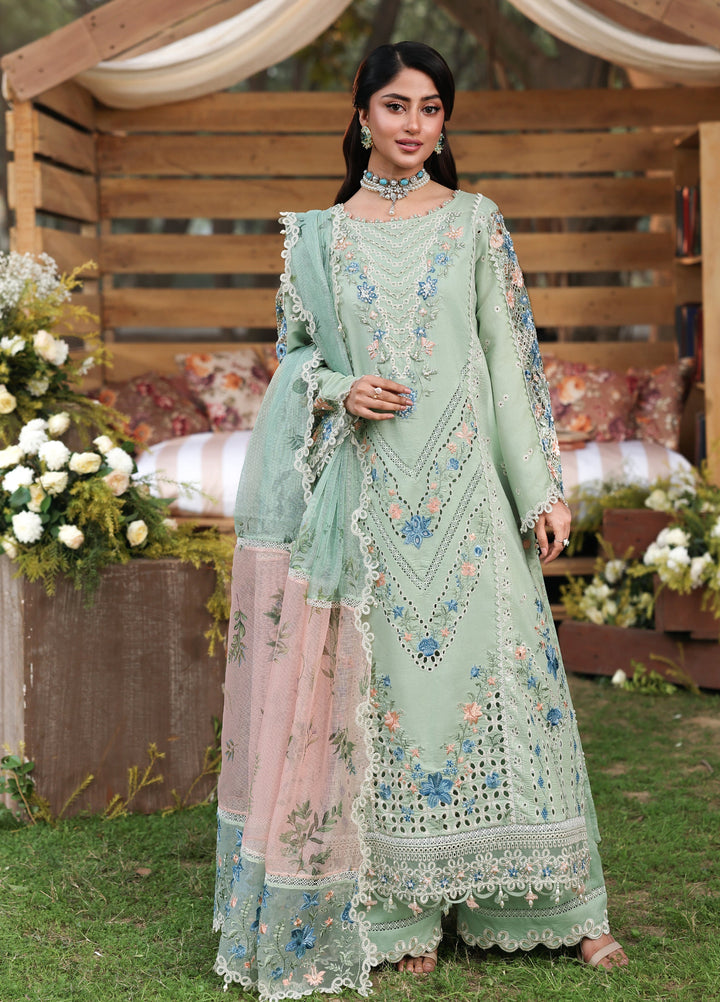 Tales of Petals by Sardinia Unstitched Embroidered Luxury Lawn 3 Pcs Suit SRD26UTP D-2 Summer Sage - Festive