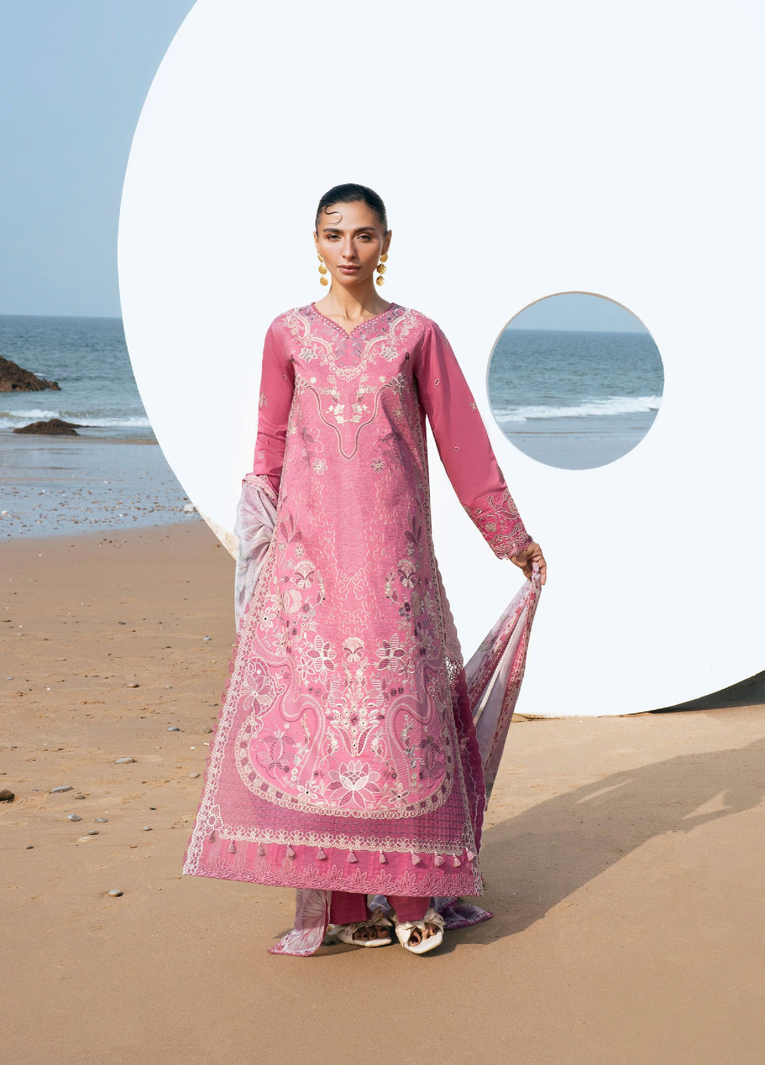 Florent Unstitched Embroidered Luxury Lawn 3 Piece Suit FL26UL FL-1A - Festive Collection