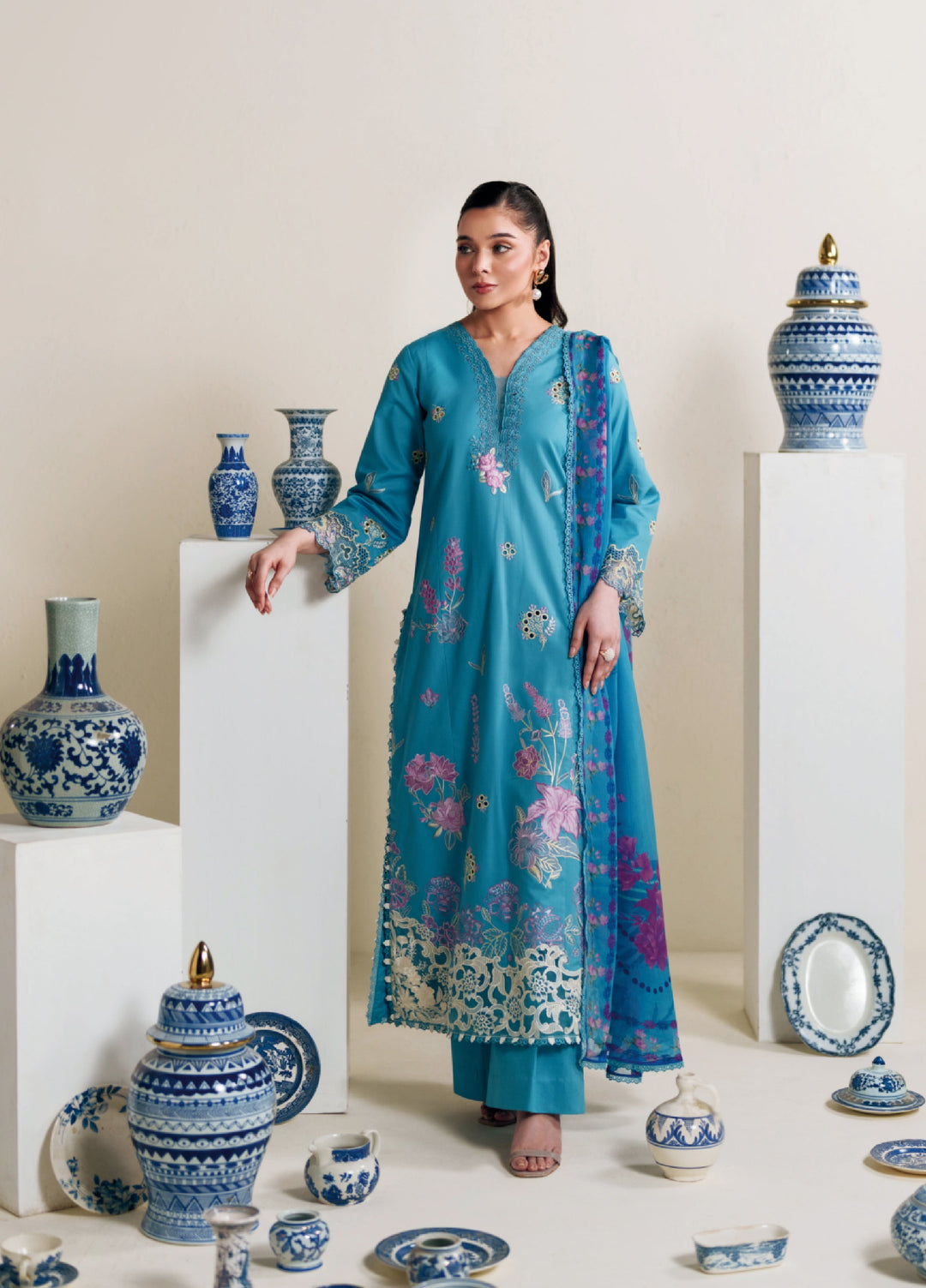 Whispers of Summer by Neeshey Unstitched Embroidered Luxury Lawn 3 Piece Suit NSH26ULW SKYLA - Summer Collection