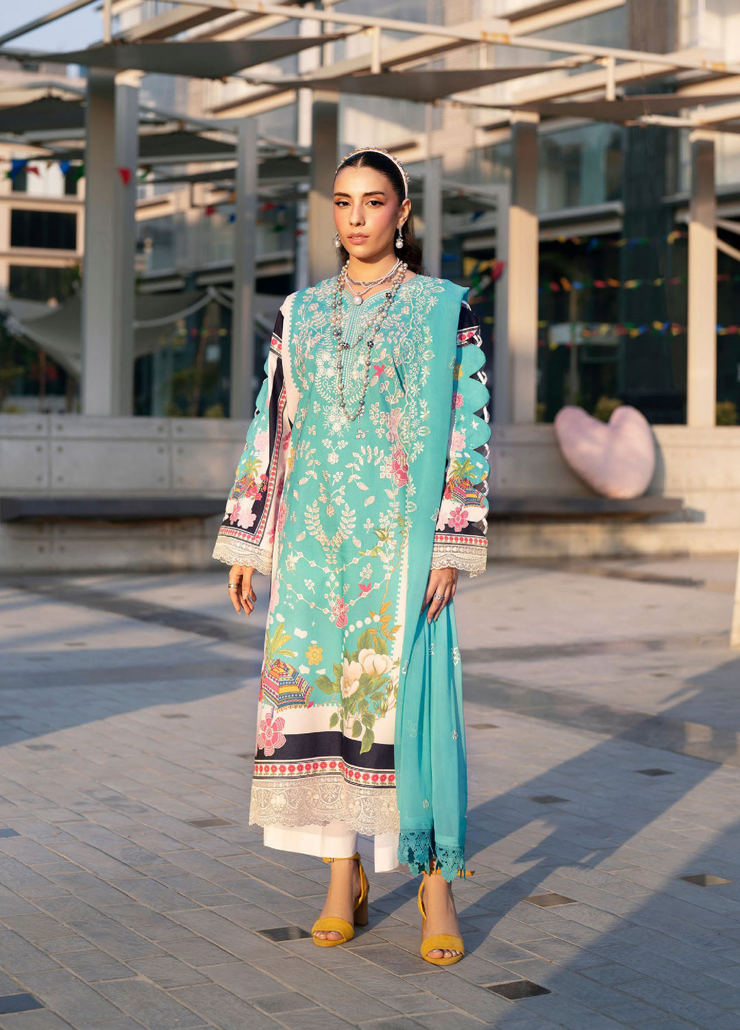 Broadway by Mahnur Unstitched Embroidered Lawn 3 Piece Suit MN26UB BW-007 - Summer Collection