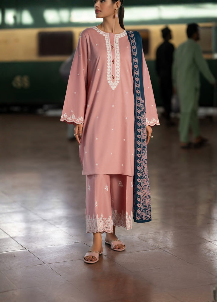 Summer Travels by Casuallite RTW Embroidered Cotton Lawn 3 Piece Suit CL26ULST OUTFIT 01 BLUSH BREEZE - Casual Collection