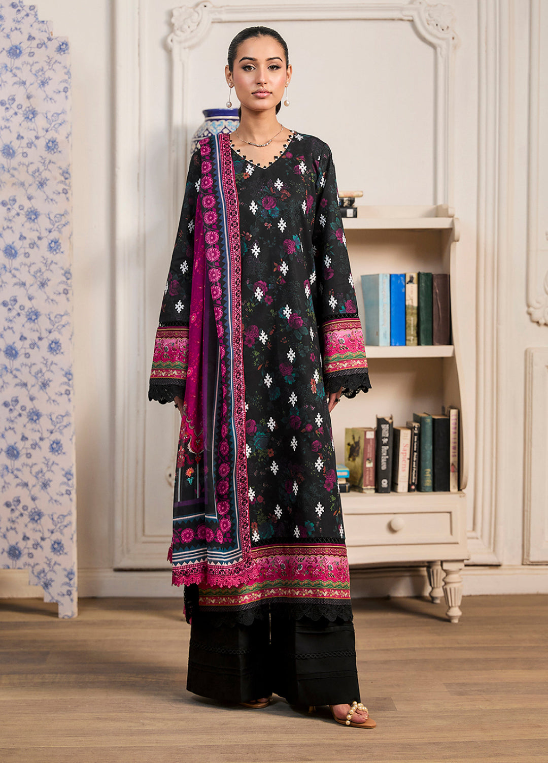 Raha Summer Prints by RajBari Unstitched Printed Lawn 3 Piece Suit RB26URVI D-7 - Summer Collection