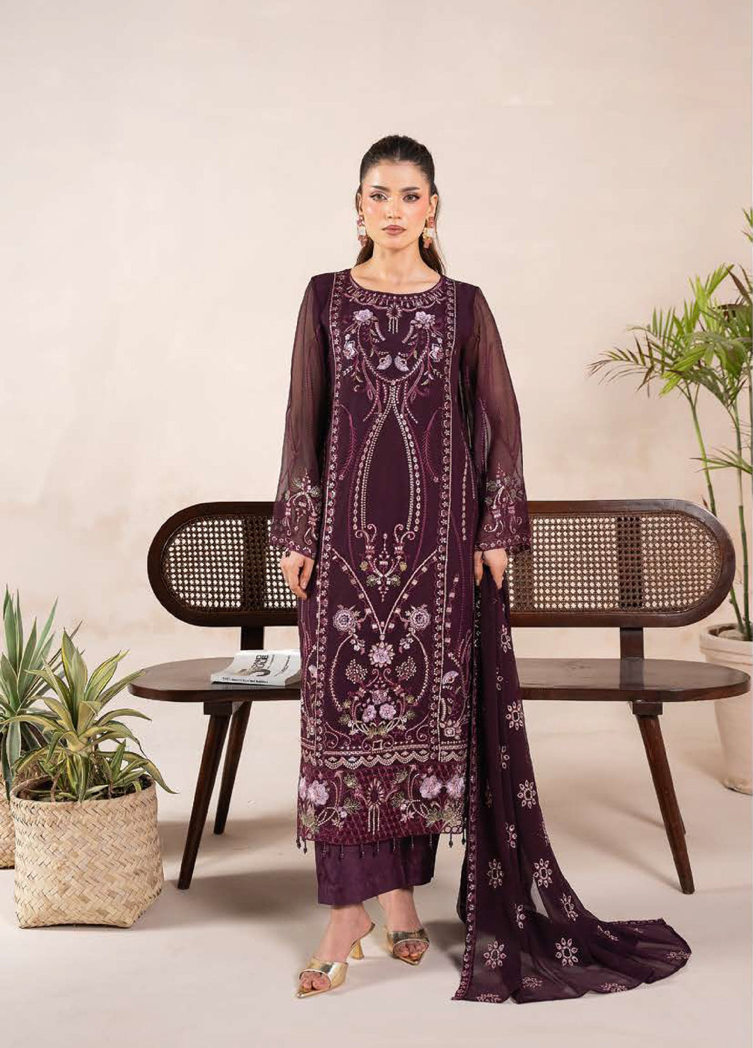 Anaya Noor by Zebtan Unstitched Embroidered Chiffon 3 Piece Suit ZB26UAN AN-07 - Festive Collection