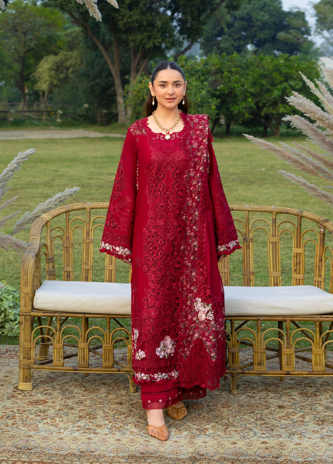 Elaf Premium Unstitched Embroidered Luxury Lawn 3 Piece Suit EL26UPL ELY-10 CHERIE LADY - Summer Collection