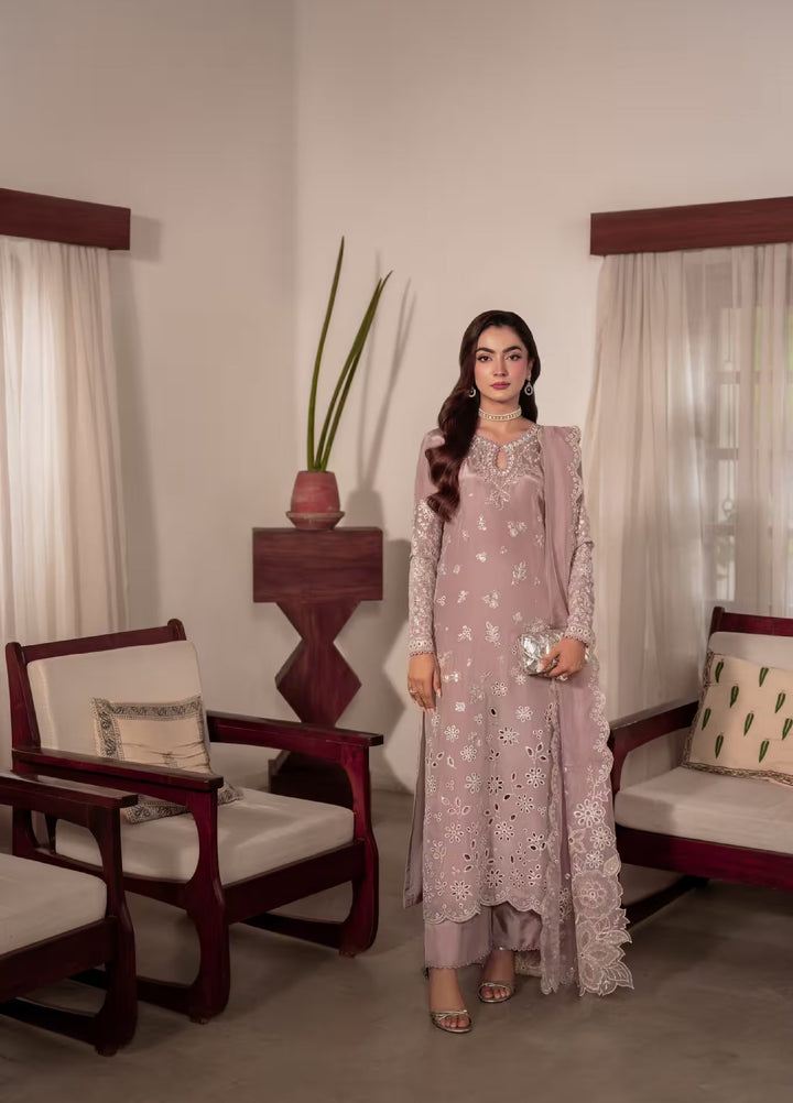 Amelia by Scherezade Women Pret Luxury Ramen Silk 3 Piece Maavi - Festive Collection