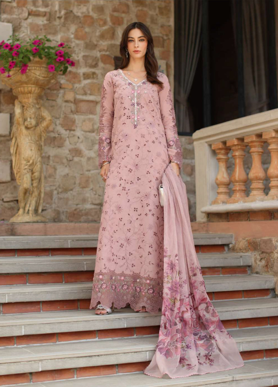 Noor by Saadia Asad Unstitched Embroidered Luxury Lawn 3 Piece Suit SA26UNL D1B-SORINA - Eid Collection