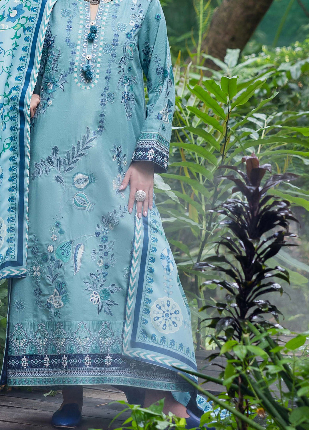 Symphony Hemline by Mushq Unstitched Karandi Embroidered 3 Piece MU25SK Glided Hour - Winter Collection