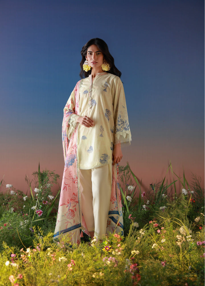 Mirha by Sahar Unstitched Printed Lawn 3 Piece Suit SS1-26-15 Buttercream Botanica - Summer Collection