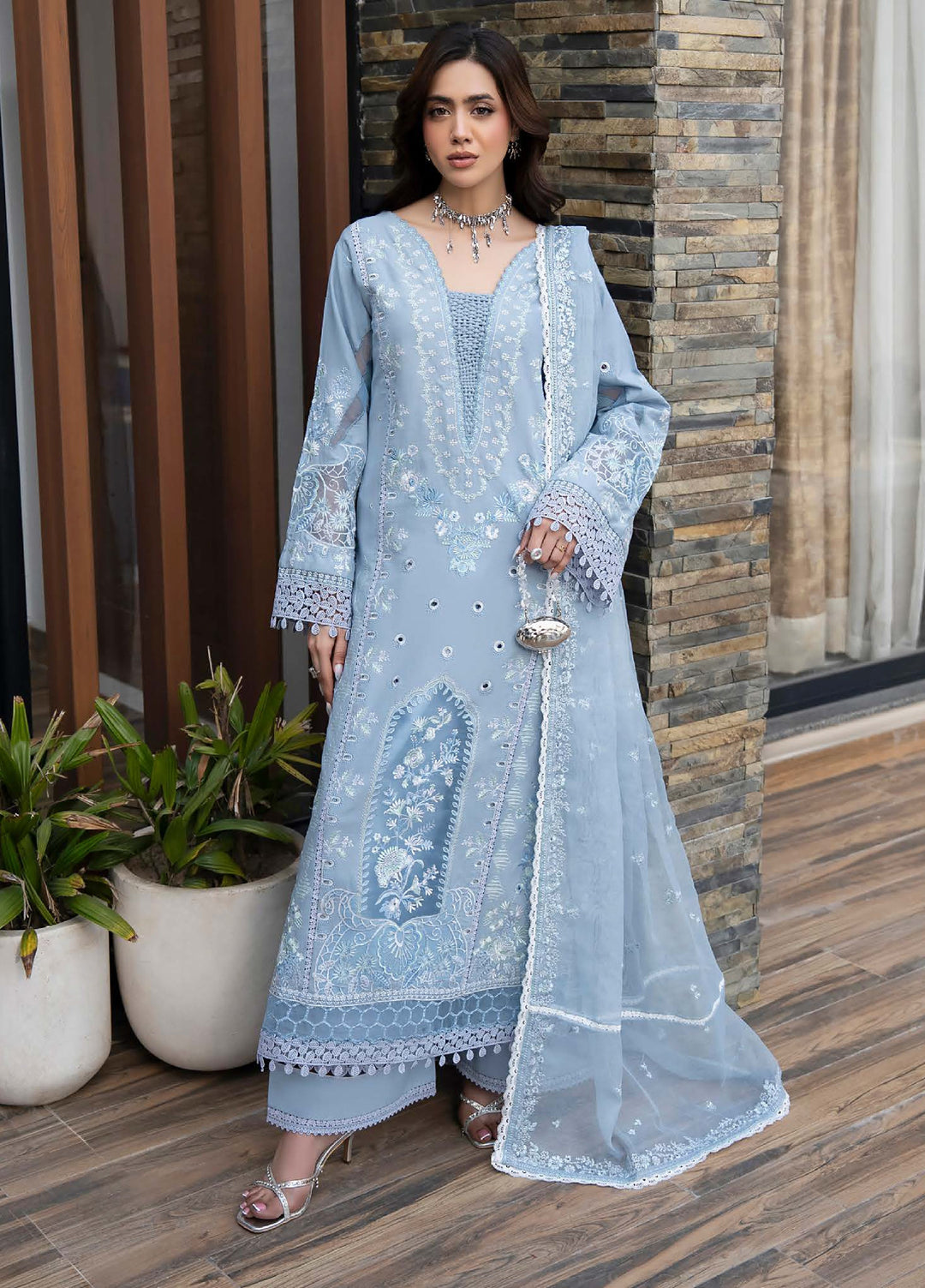 Aylin Unstitched Embroidered Luxury Lawn 3 Piece Suit AYL26UL D9 BlueBell Grace - Summer Collection