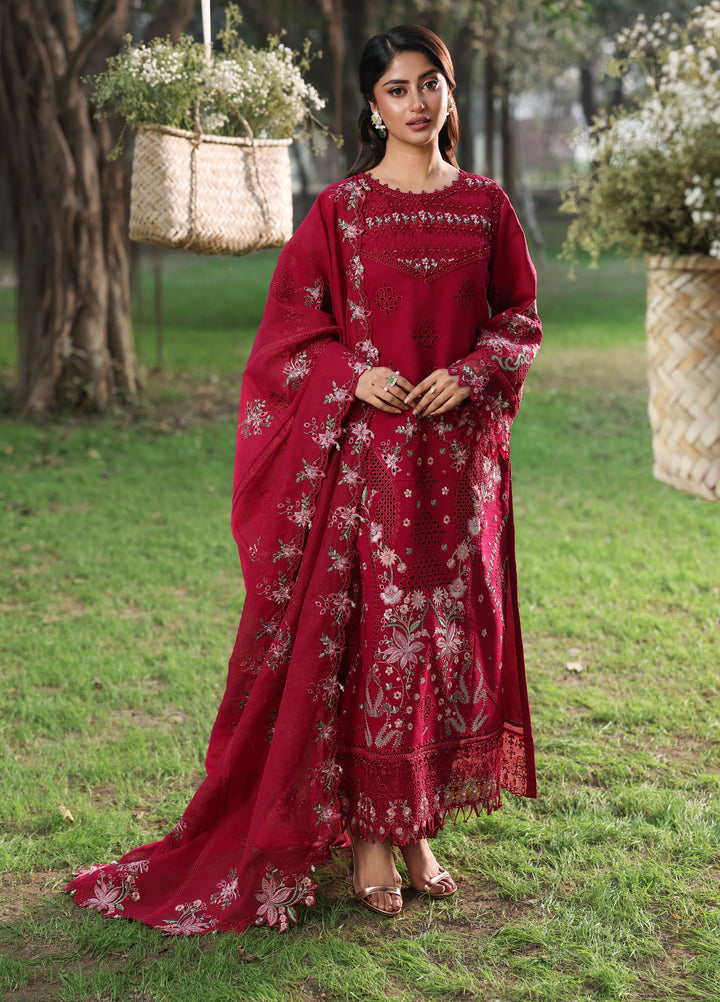 Tales of Petals by Sardinia Unstitched Embroidered Luxury Lawn 3 Pcs Suit SRD26UTP D-4 Floral Fuschia - Festive