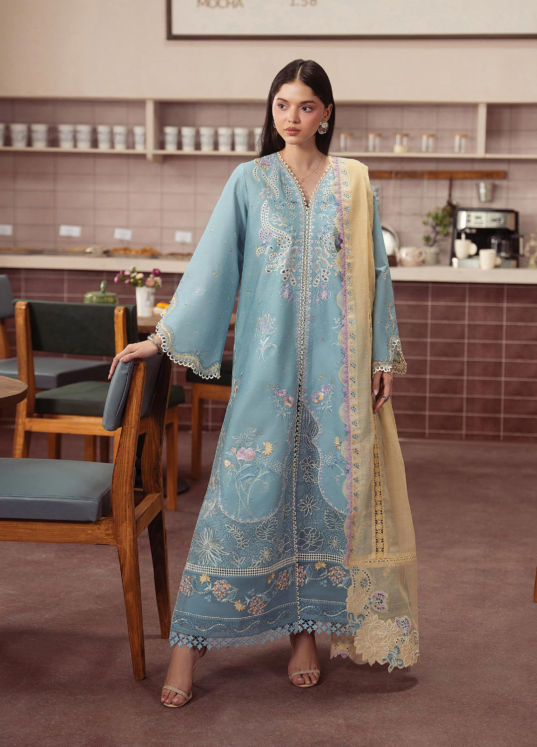 Brewed by Ayzel Unstitched Embroidered Lawn 3 Piece Suit AAF26UBL Emberl ZWU-0150-3PO - Festive Collection