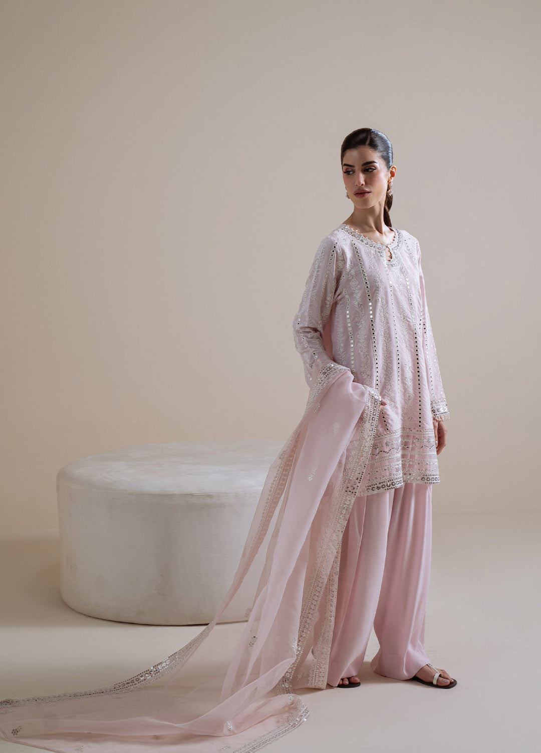 Luxe Atelier by Cross Stitch Unstitched Embroidered Silk 3 Piece Suit CS26ULA D-1 Blush Aura - Festive Collection