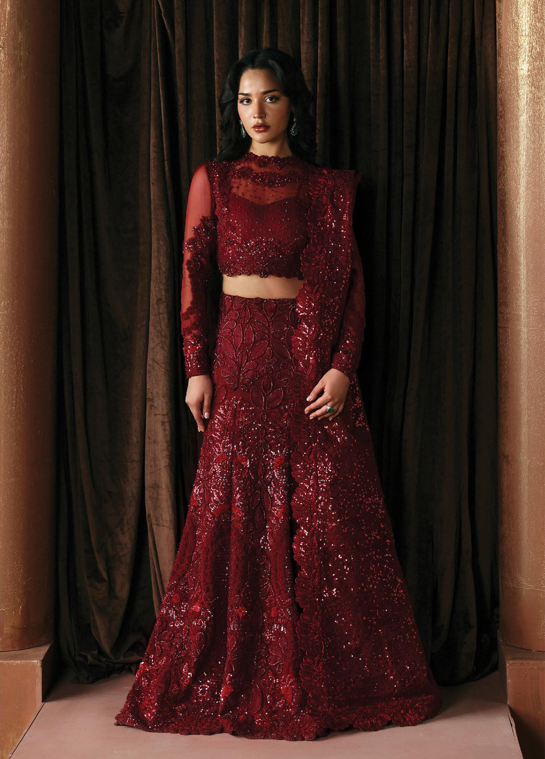 La Fuchsia by Afrozeh Unstitched Hand work Organza 3 Piece Suit AF26ULF Lover FWU-0078 - Wedding Collection