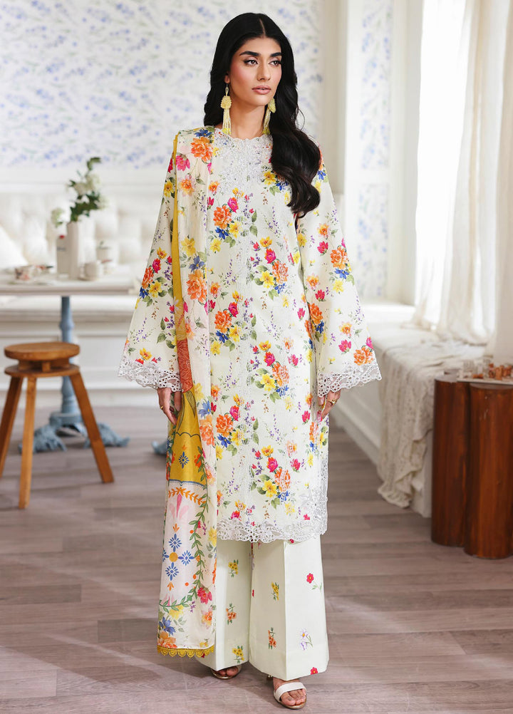 Nissa Floral Symphony by Rajbari Unstitched Lawn Embroidered 3 Piece Suit RB26UNF D-06 - Summer Collection