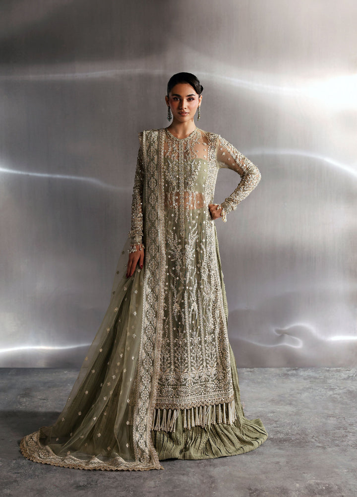 Seraphine by Zarposh Unstitched Embroidered Net 3 Piece Suit Willow - Wedding Collection