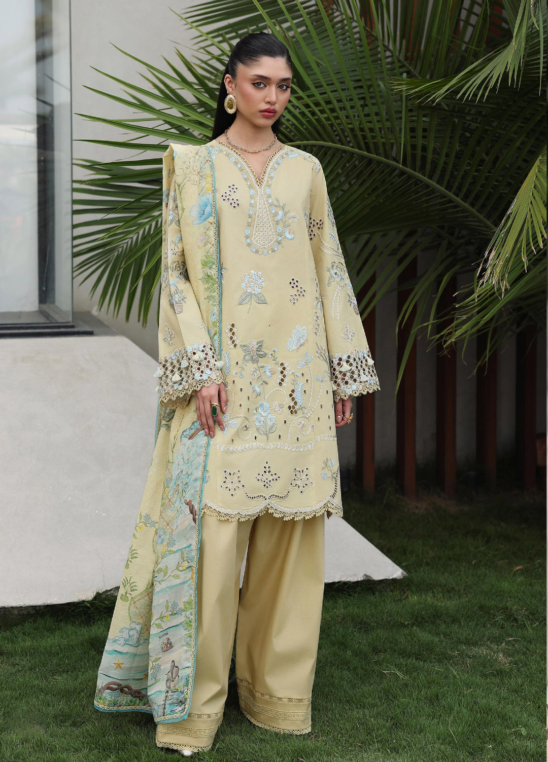 Q Line by Qalamkar Unstitched Embroidered Lawn 3 Piece Suit QLK26ULQ MEIRA QKL-11 - Festive Collection