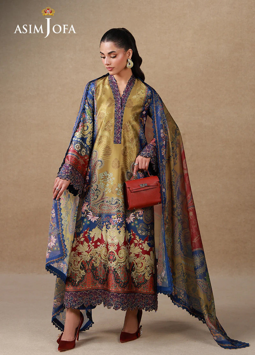 Asim Jofa Unstitched Printed Silk 3 Piece Suit AJ26UPS AJULSC-01 - Casual Collection