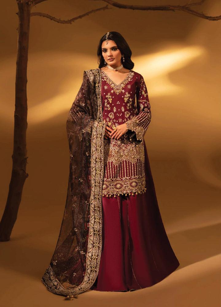 Aylin Unstitched Raw Silk Embroidered Suits 3 Piece AYL25US VIOLET BLOOM - Festive Collection