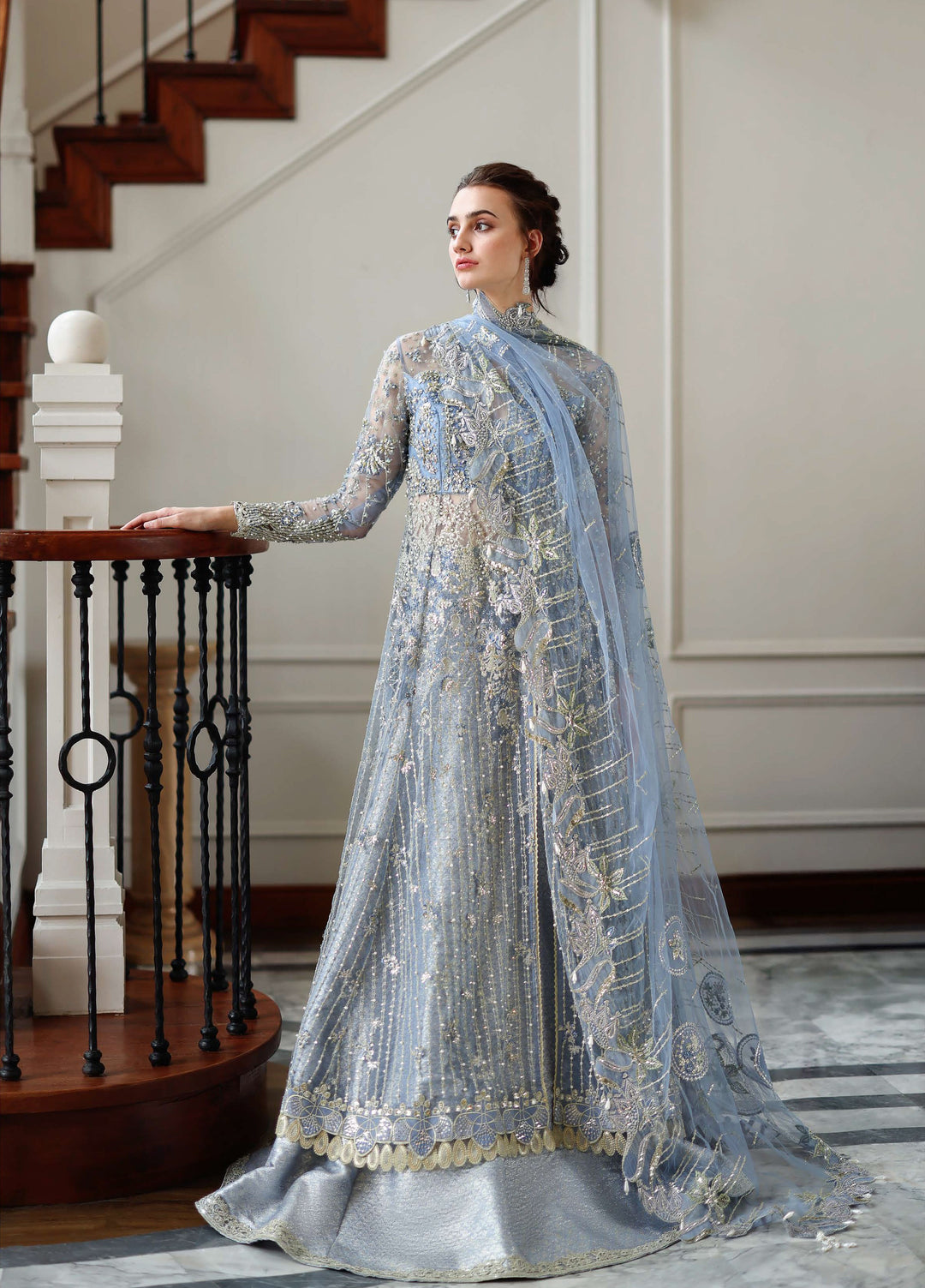 The Muse by Mushq Unstitched Net Embroidered Suits 3 Piece MU26TM Anastassia - Wedding Collection