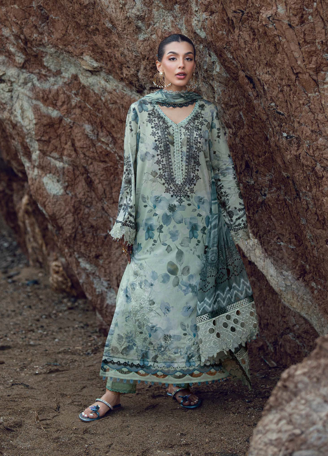 Gardenia by Nureh Unstitched Embroidered Lawn 3 Piece Suit NU26UGL NSG-206 - Summer Collection