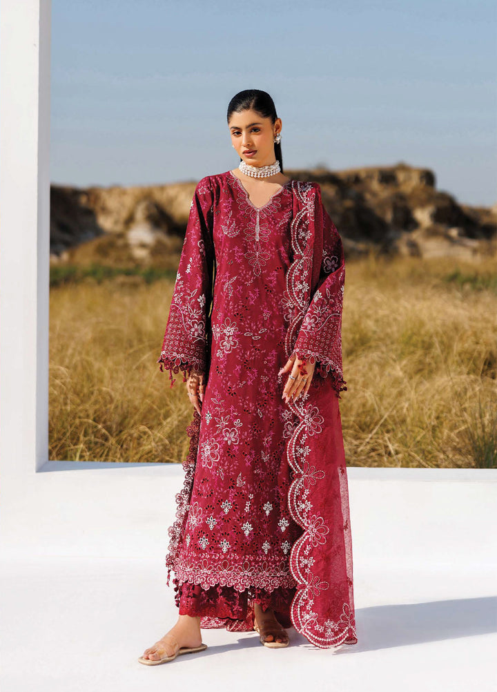 Sunlit Groove by Emaan Adeel Unstitched Embroidered Luxury Lawn 3 Pcs Suit EA26USG RADIANT ROSE - Summer Collection
