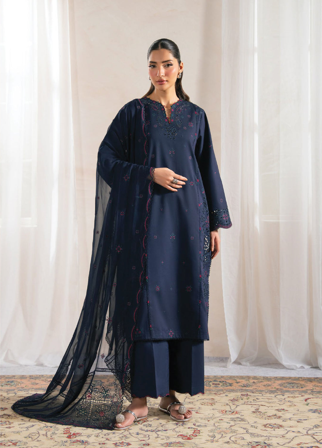 Seran Unstitched Embroidered Lawn 3 Piece Suit SN26ULLE Celune D-03 - Eid Collection