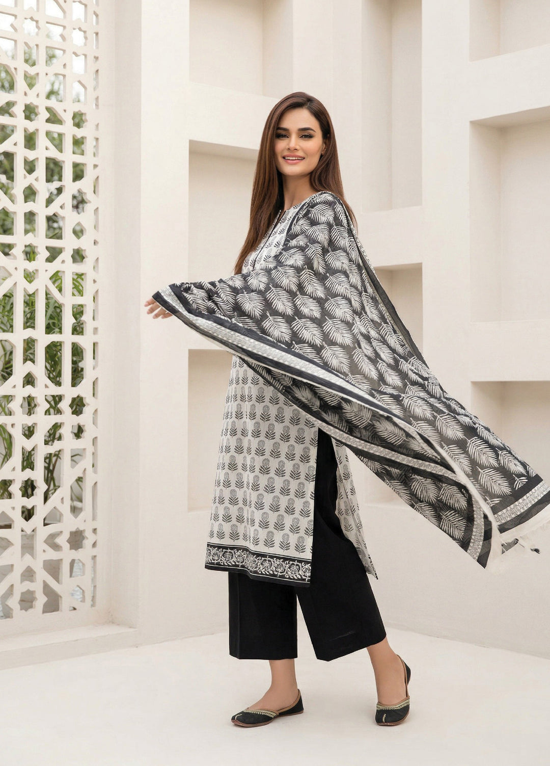 Black N White by Regalia Textiles Unstitched Printed Lawn 3 Piece Suit RG26ULBW D10 - Casual Collection