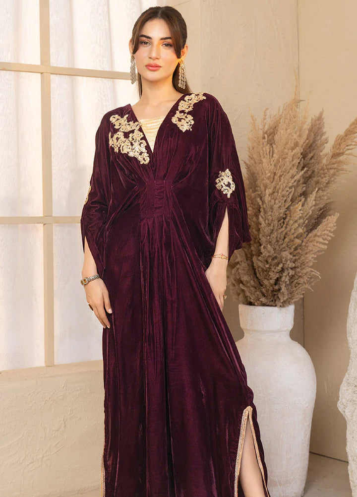 Winter Hues by Naayas Women Pret Embroidered Kaftan Velvet Rosea - Winter Collection