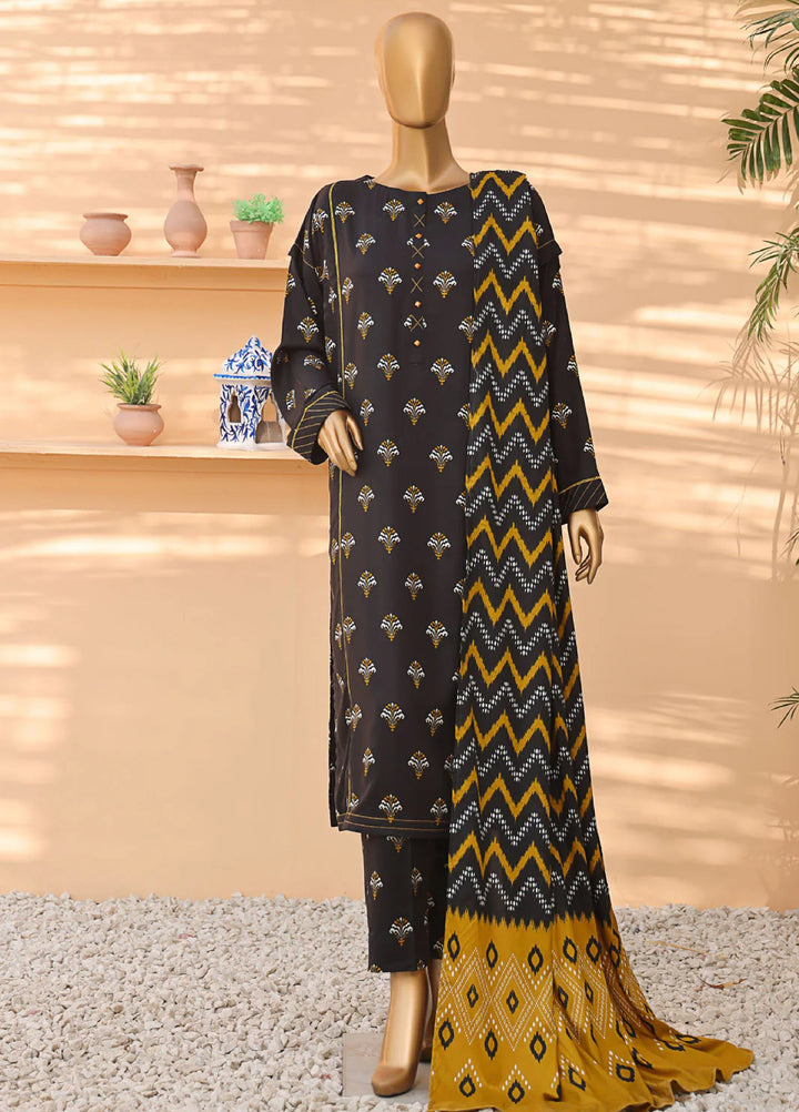 Wintry by Hz Textiles Printed Linen Suits Unstitched 3 Piece LCP-206 - Winter Collection