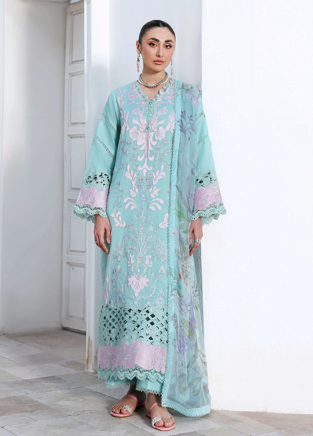Floral Reverie by Roheenaz Unstitched Embroidered Lawn 3 Piece Suit RN26UFRL  DEWY MIST - Festive Collection