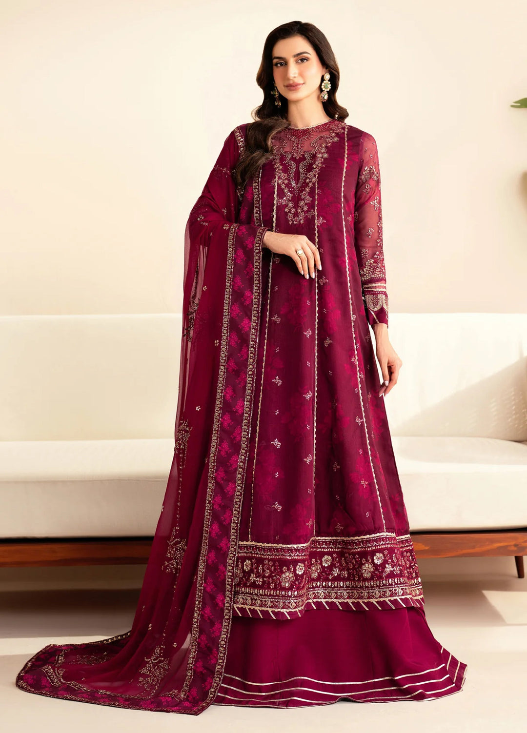 Xenia Formal Luxury Unstitched Embroidered Chiffon Suits 3 Piece XE25FL XF-972 Ersa - Formals Collection