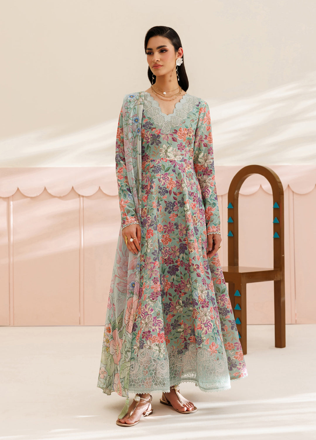 Azzal Unstitched Printed and Embroidered Lawn 3 Piece Suit AZL26UPL AZL-142 - Summer Collection