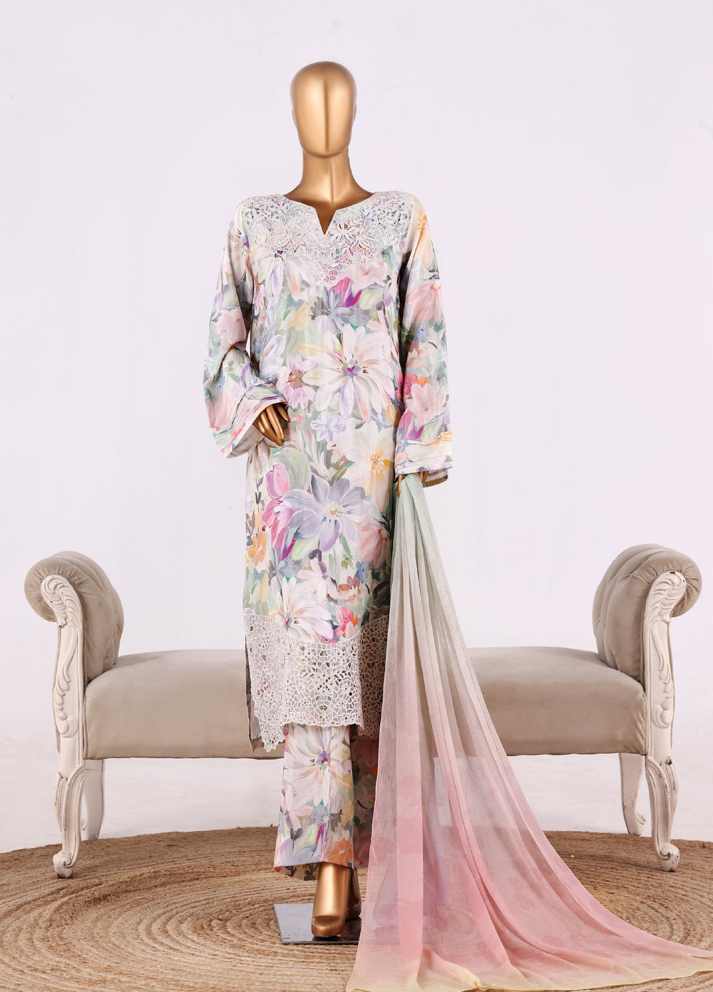 Majestic by HZ Textiles RTW Embroidered Silk 3 Piece Suit HZ26UMS Stroke - Festive Collection