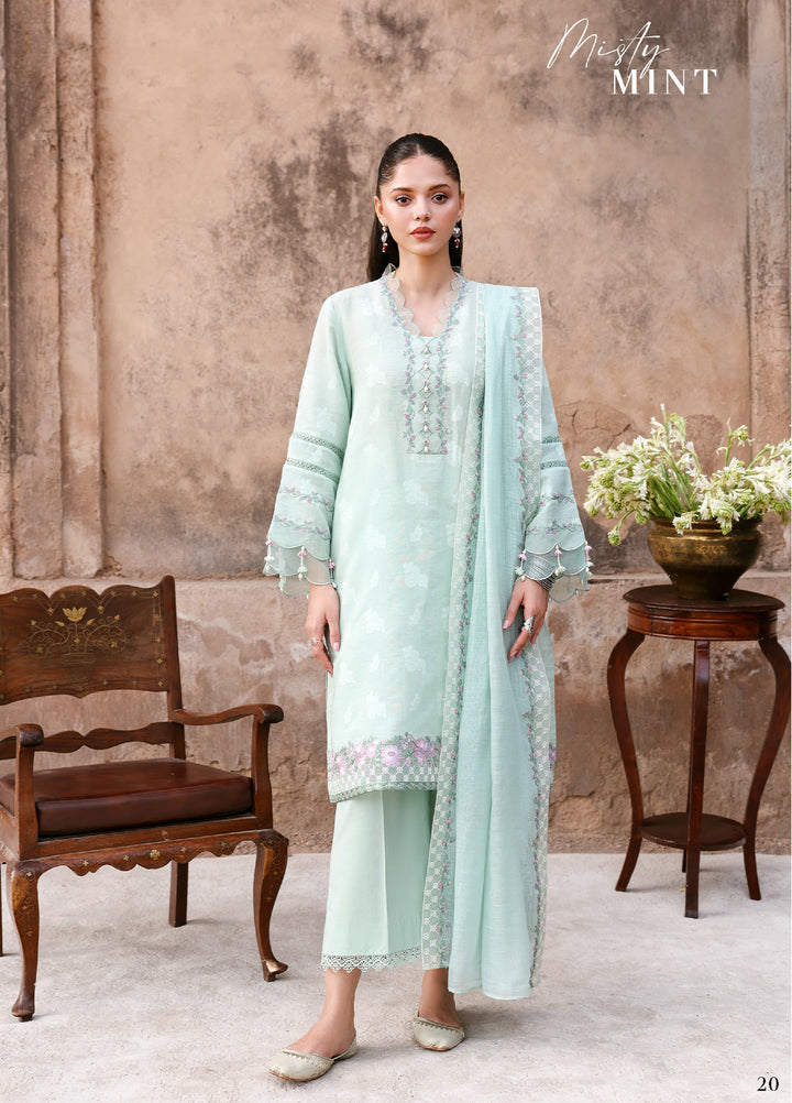 Cross Stitch Unstitched Embroidered Premium Lawn 3 Piece Suit CS26UCPL D25 MISTY MINT - Eid Collection