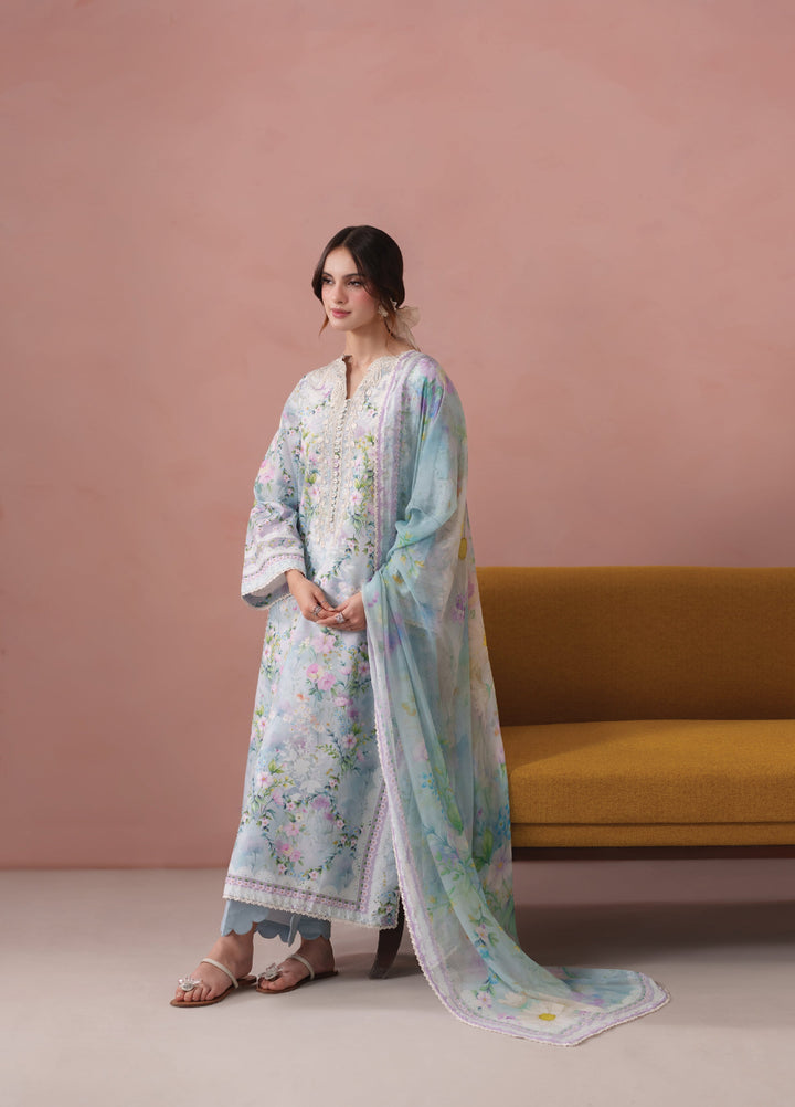 Summer Diary by Neeshay Unstitched Printed Lawn 3 Piece Suit NSH26SD Whispering Iris - Casual Collection