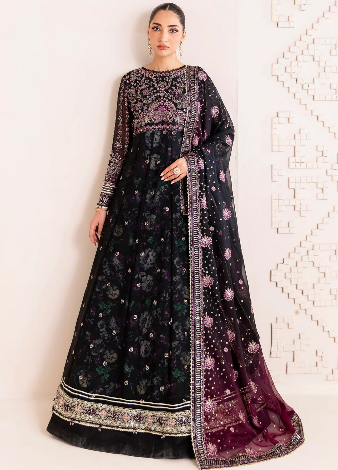 Xenia Formal Luxury Unstitched Embroidered Chiffon Suits 3 Piece XE25FL XF-1020 Nagira - Formals Collection