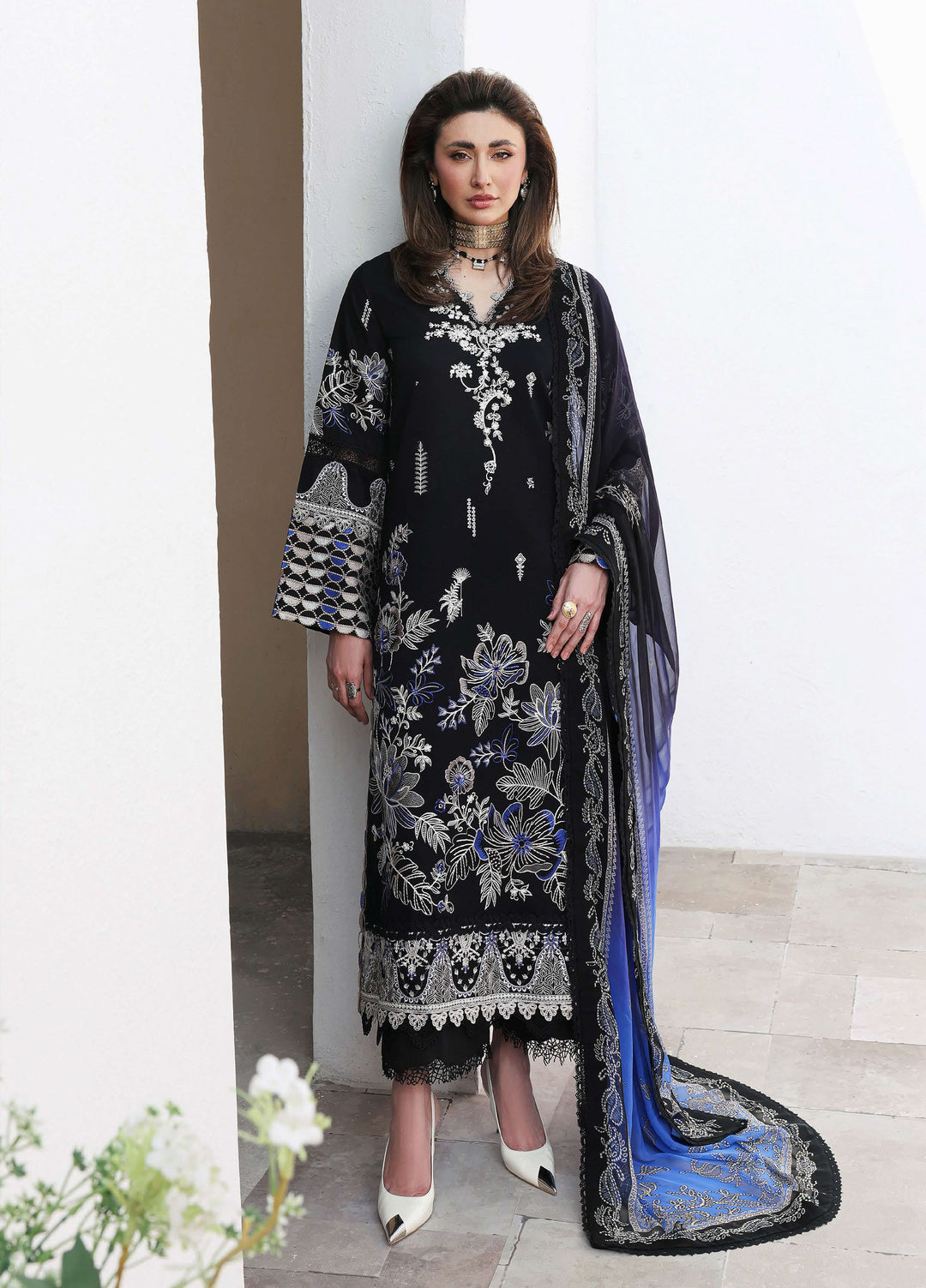 Floral Reverie by Roheenaz Unstitched Embroidered Lawn 3 Piece Suit RN26UFRL VOGUE THEORY - Festive Collection