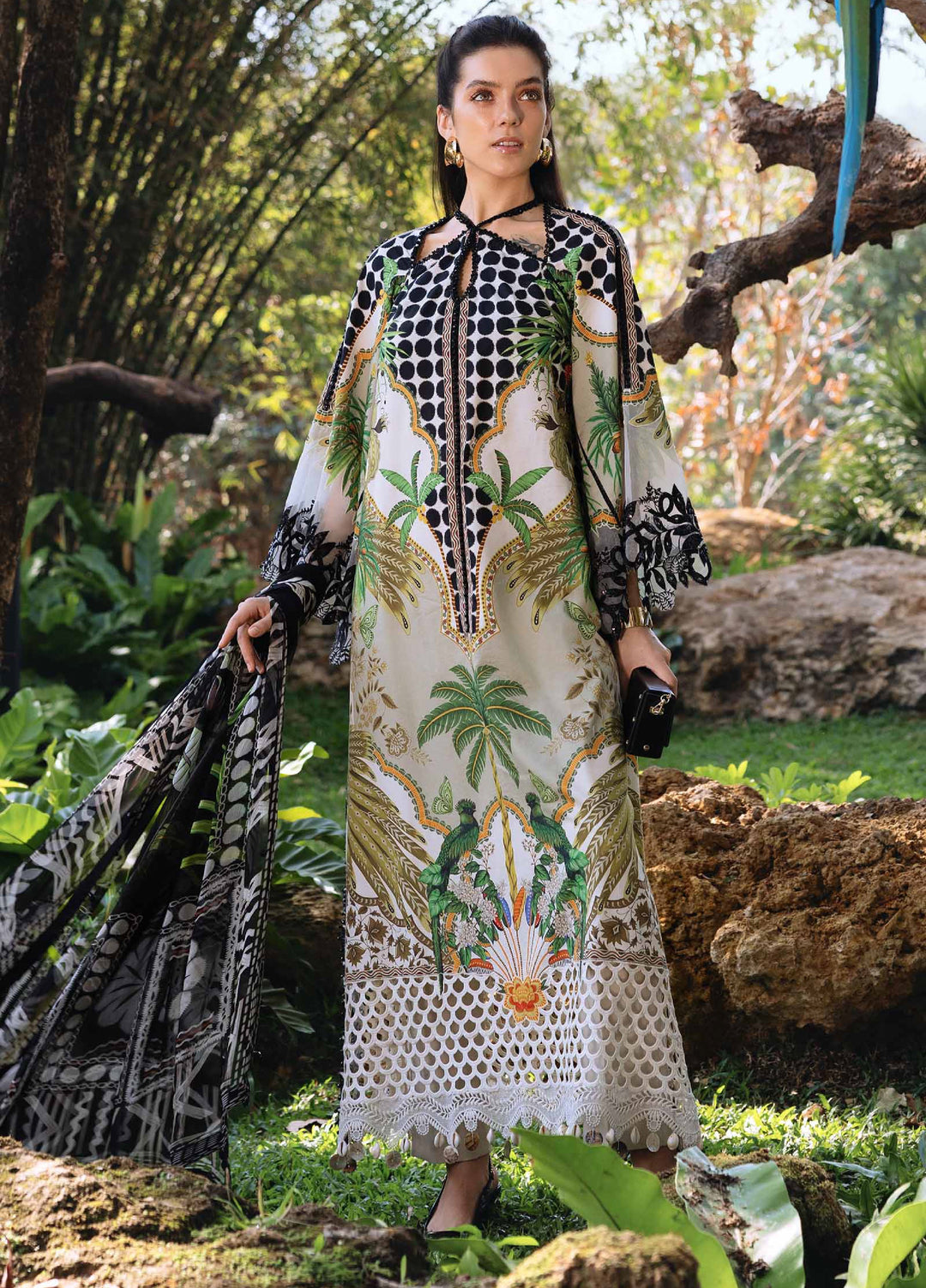 M Prints by Maria B Unstitched Printed Lawn 3 Piece Suit MB26UMP D-05 A - Summer Collection