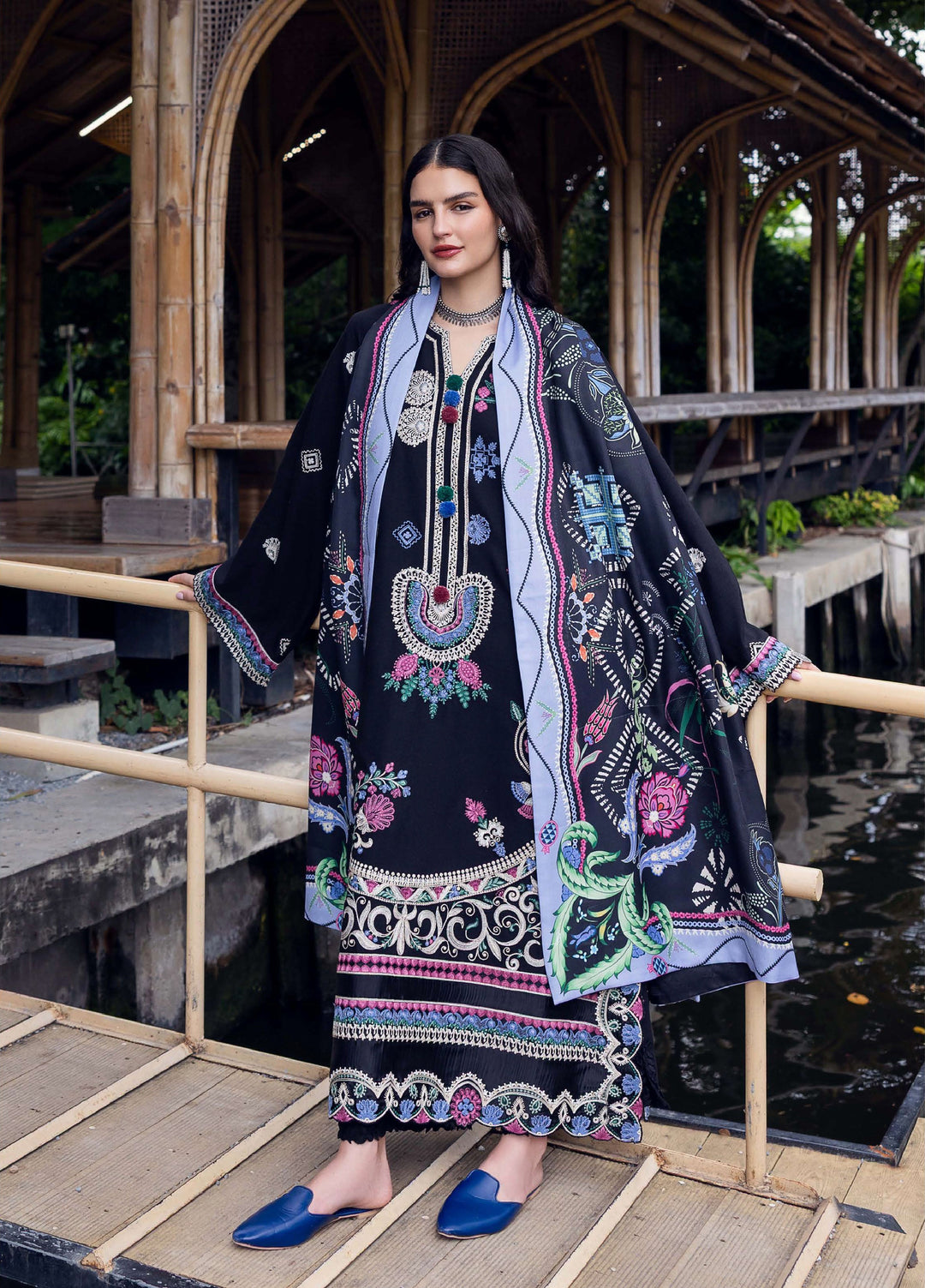 Symphony Hemline by Mushq Unstitched Karandi Embroidered 3 Piece MU25SK Midnight Rune - Winter Collection
