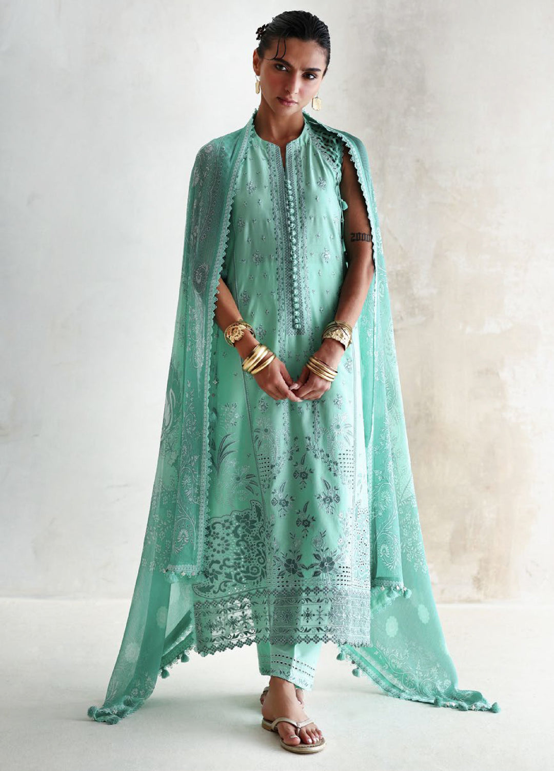 The Luxe by Gul Ahmed Unstitched Embroidered Lawn 3 Piece Suit GA26ULL Jade Mirage BM 62061 - Casual Collection